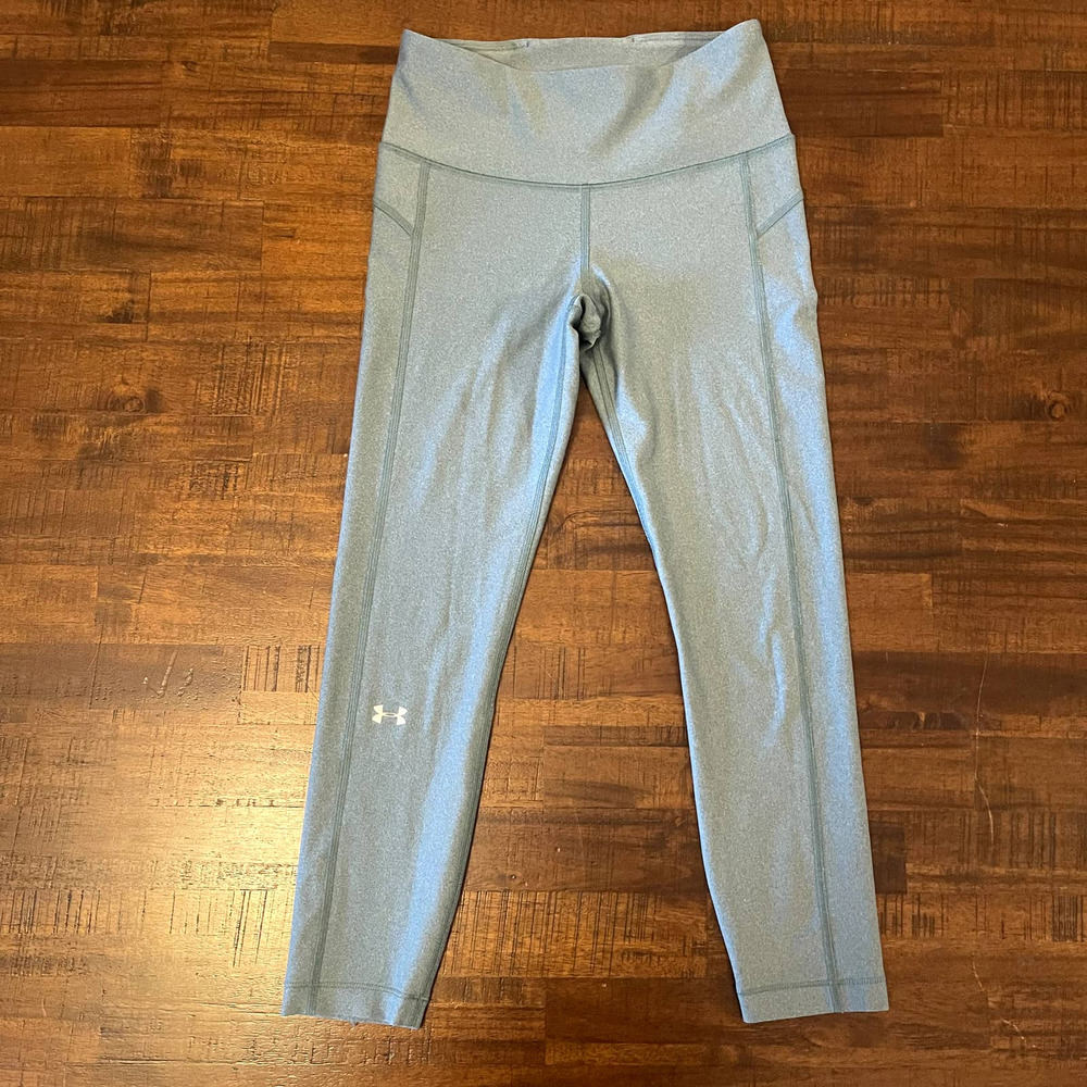 Under Armour Compression Heat Gear Leggings - Heathered Green - Size Small